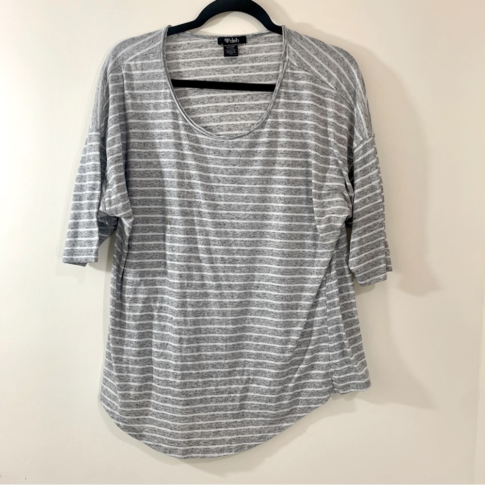 Deb Striped Gray and White Tshirt Tunic Sz 2x